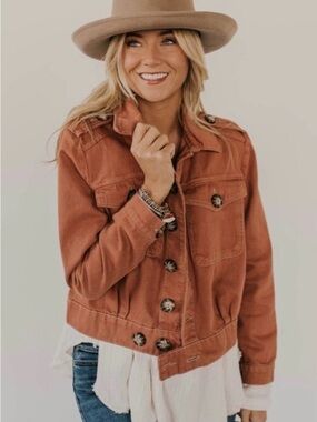 Free People Eisenhower Terracotta Denim Jacket